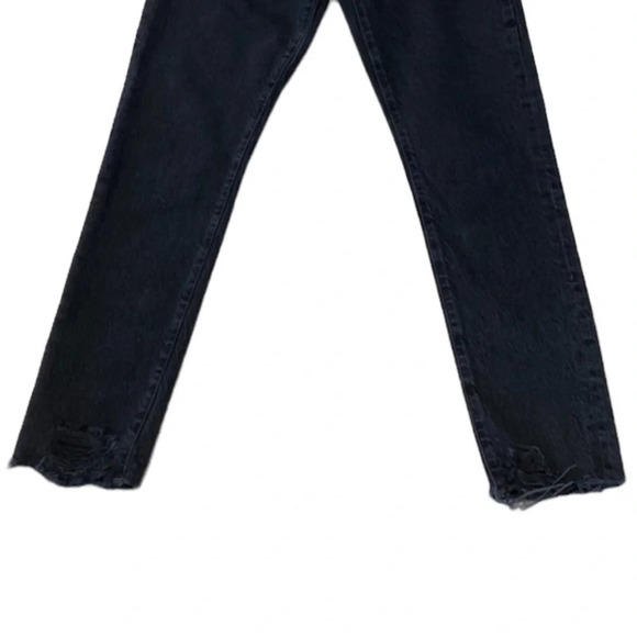Agolde Jamie Black Wash Distressed High Rise Organic Cotton Jeans Size 24 - Picture 7 of 10